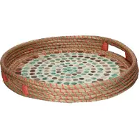 Kersten Tablett in Hellbraun/ Bunt - (H)4,5 x Ø 37 cm - onesize