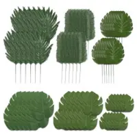 B2X 72-teiliges Tropenblätter-Set mit Monstera-, Farn- und Palmblättern, realistisches Design, bis zu 38.5cm lang