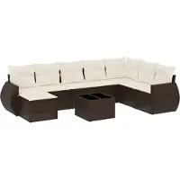 Super Merchant 9-tlg. Garten-Sofagarnitur mit Kissen Braun Poly Rattan