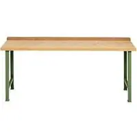 Schäfer Shop Modulare Werkbank , Grundeinheit, Buche Multiplexplatte, bis 500 kg, B 2000 x T 700 x H 840 mm, Resedagrün ral 6011