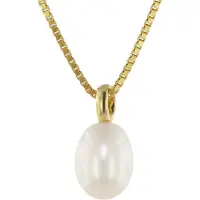 Trendor 39058 Perlen-Anhänger Gold 333/8kt mit vergoldeter Silberkette
