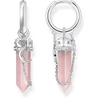 Thomas Sabo CR722-643-9 Damen-Ohrringe Creolen mit Rosenquarz-Anhänger Silber