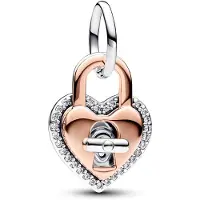 Pandora 783079C01 Charm-Anhänger Zweifarbiges Drehbares Herzschloss
