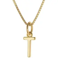 Trendor 15255-T Damen-Kette mit Buchstabe T Anhänger Gold auf Silber 925