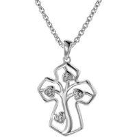 Trendor 08820 Halskette mit Anhänger Silber 925 Kreuz mit Lebensbaum