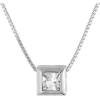 Trendor 51655-01 Damen-Halskette 925 Silber mit weißem Zirkonia-Anhänger