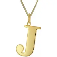 Trendor 41790-J Damen-Kette mit Großem Buchstaben J 925 Silber mit Goldauflage