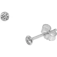 Trendor 75101 Ohrstecker für Damen und Herren 585 Weißgold 14 Kt Zirkonia 3 mm