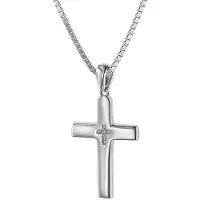 Trendor 75600 Kreuz mit Zirkonia 25 mm mit Halskette Silber 925
