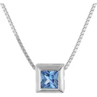 Trendor 51655-03 Damen-Kette 925 Silber mit Anhänger Zirkonia London Blau