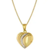 Trendor 68202 Damen Herz-Anhänger Gold 333 Bicolor mit vergoldeter Silberkette
