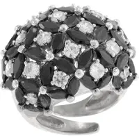 Trendor 65892 Damenring 925 Silber Zirkonias schwarz/weiß