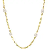 Trendor 15658 Damen-Kette 925 Silber Goldplattiert mit Perlen