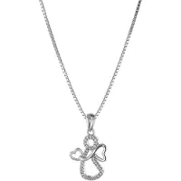 Trendor 75055 Damen-Halskette mit Herz-Engel 925 Silber mit Zirkonias
