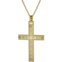 Trendor 39022 Herren-Halskette mit Kreuz-Anhänger Gold auf Silber