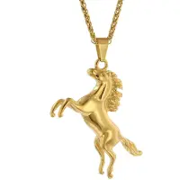 Trendor 75886 Herren-Halskette Pferd Gold auf Edelstahl