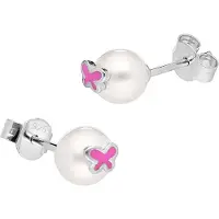 Trendor 41599 Kinder Perlen-Ohrringe 925 Silber Ohrstecker Schmetterling