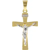 Trendor 78803 Kruzifix-Anhänger für Herren 585 Gold Bicolor 29 mm