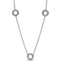 Pandora 393162C01-50 Damen-Halskette Silber Pavé Kreise