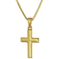 Trendor 75421 Kreuz für Kinder 18 mm Gold 333 / 8 K + vergoldeter Silberkette