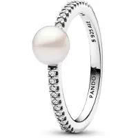 Pandora 193158C01 Damen-Ring Silber Süßwasser-Zuchtperle und Pavé