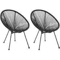 vidaXL Moon-Gartenstühle 2 Stk. Rattan Schwarz