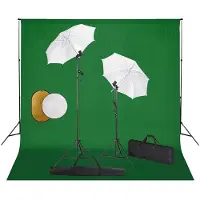 vidaXL Fotostudio-Set mit Leuchten, Schirmen, Hintergrund, Reflektor