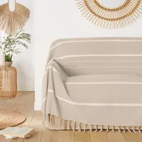 La redoute interieurs Gestreifter Sofa-überwurf Nedo Mit Fransen, Baumwolle