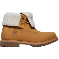 Timberland für Damen. TB18329R2311 Authentische braune wasserdichte Lederstiefel (39.5 W), Wohnung, 1 bis 3 cm, Lässig, Gelb