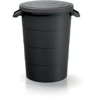 Prosperplast Abfalleimer mit Griffen Abfallbehälter SMOOTH – Schwarz 80 Liter