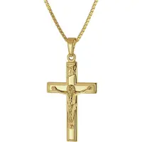 Trendor 41416 Kruzifix 14 Karat Gold 585 mit goldplattierter Silberkette