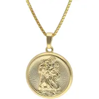 Trendor 41864 Christophorus Anhänger Gold 333/8K mit vergoldeter Silberkette