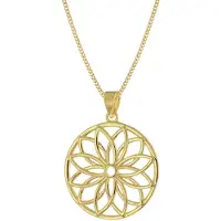 Trendor 15952 Damen-Halskette Lebensblume 925 Silber Vergoldet ⌀ 20 mm