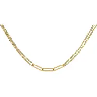 Trendor 15493 Damen-Kette 925 Silber Vergoldet zweireihiges Collier