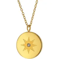Trendor 75883 Damen-Kette mit Anhänger Gold auf Edelstahl Ankerkette
