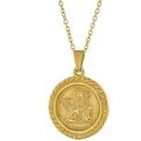 Trendor 75884 Damen-Halskette mit Engel-Anhänger Gold auf Edelstahl Ankerkette