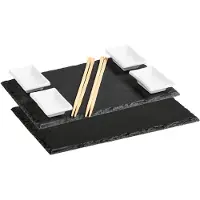 Kesper Schieferplatte mit Dipschalen 31x21cm 2er-Set