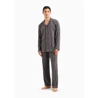 Emporio Armani für Herren. 112112_4F579 Grauer bedruckter Mikro-Polar-Fleece-Pyjama (XL), Heimtextilien, Polyester, Langarm