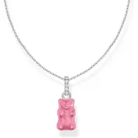 Thomas Sabo KE2209-052-9-L45V Damen-Collier mit Pinkfarbenem Goldbären-Anhänger