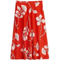 White Stuff Clemence Linen Blend Skirt Red Printed Größe: 24 | Midiröcke Outlet | Damen | Weiß