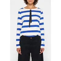 10DAYS Longsleeve Tee Bow Stripe Ecru/electric Blue Größe: XXS | Longsleeves Outlet | Damen | Blau