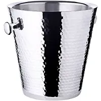 Edzard Sektkühler Valencia, Edelstahl hochglanzpoliert, doppelwandig, außen gehämmert, Höhe 23 cm, ø 22 cm