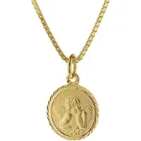 Trendor 75214 Kinder Schutzengel Anhänger Gold 585 mit goldplattierter Kette