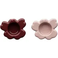 Marimekko - Unikko Teelichthalter, rosy grey / reddish brown (2er-Set) (60th Anniversary Collection)