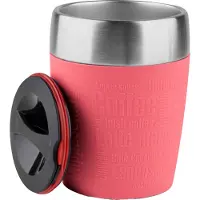 EMSA Thermobecher "Travel Cup", (1 tlg.), 0,2 Liter, Edelstahl, Trink- und Eisbecher, gummierte Manschette