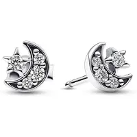 Pandora 292990C01 Damen-Ohrstecker Silber Ohrringe Mond & Stern