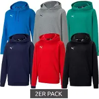 Puma 2er Sparpack teamGOAL 23 Casuals Kinder Hoody mit Kängurutasche Kapuzen-Pullover für Jugendliche Jungen & Mädchen 656711 Rot, Schwarz, Grün, Navy, Grau, Blau