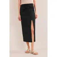 Boden Knot Detail Jersey Midi Skirt Black Größe: 22R | Midiröcke Outlet | Damen | Schwarz