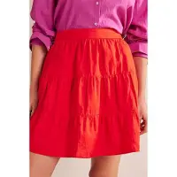 Boden Pull On Tiered Linen Skirt Vermillion Red Größe: 22R | Miniröcke Outlet | Damen | Weiß