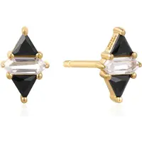 Ania Haie - STUD EARRINGS - TRIANGLE - Black/White Cubic Zirconia - gold